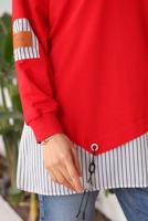 Tesettür giyim KIRMIZI ÇİZGİLİ TUNİK T 7114