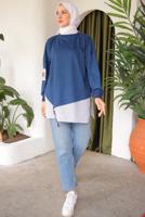 Tesettür giyim LACİVERT ÇİZGİLİ TUNİK T 7114