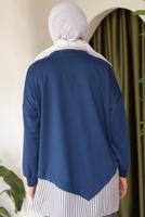 Tesettür giyim LACİVERT ÇİZGİLİ TUNİK T 7114