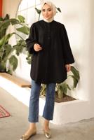 Tesettür giyim SİYAH BALON KOL GÖMLEK TUNİK T 7202