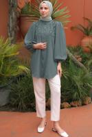 Tesettür giyim GRİ BALON KOL GÖMLEK TUNİK T 7202