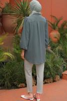 Tesettür giyim GRİ BALON KOL GÖMLEK TUNİK T 7202
