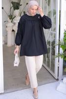 Tesettür giyim SİYAH BROŞ DETAYLI TUNİK T 74616