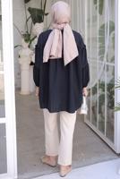 Tesettür giyim SİYAH BROŞ DETAYLI TUNİK T 74616