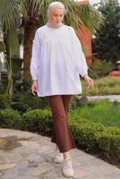 Tesettür giyim KREM BROŞ DETAYLI TUNİK T 74616