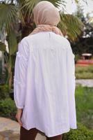 Tesettür giyim KREM BROŞ DETAYLI TUNİK T 74616