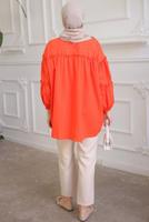 Tesettür giyim TURUNCU BROŞ DETAYLI TUNİK T 74616