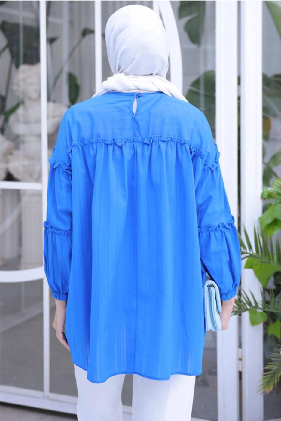 Tesettür giyim LACİVERT BROŞ DETAYLI TUNİK T 74616