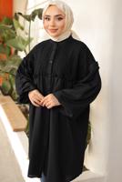 Tesettür giyim SİYAH BALON KOL GÖMLEK TUNİK T 8202