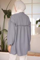 Tesettür giyim GRİ BALON KOL GÖMLEK TUNİK T 8202