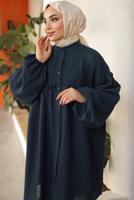 Tesettür giyim LACİVERT BALON KOL GÖMLEK TUNİK T 8202