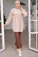 Tesettür giyim VİZON BALON KOL GÖMLEK TUNİK T 8202