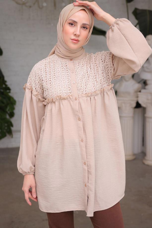 Vêtements hijab  BALLOON SLEEVE SHIRT TUNIC T 8202 - TRENDTESETTÜR