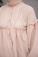 Tesettür giyim VİZON BALON KOL GÖMLEK TUNİK T 8202