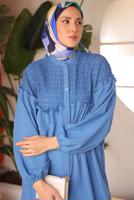 Tesettür giyim LACİVERT BALON KOL GÖMLEK TUNİK T 8202