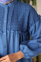 Tesettür giyim LACİVERT BALON KOL GÖMLEK TUNİK T 8202