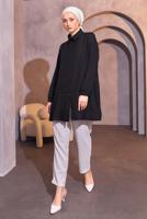 Tesettür giyim SİYAH PİLİSE DETAYLI GÖMLEK TUNİK T 8214