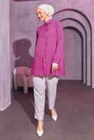 Tesettür giyim FUŞYA PİLİSE DETAYLI GÖMLEK TUNİK T 8214