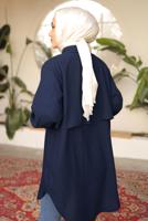 Tesettür giyim LACİVERT DESENLİ GÖMLEK TUNİK T 8302