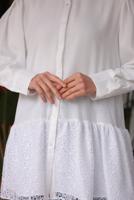 Tesettür giyim KREM GÜPÜR DETAYLI TUNİK T 83616