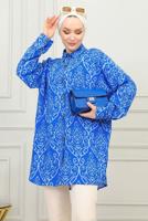 Tesettür giyim LACİVERT PAMUKLU GÖMLEK TUNİK T 8713