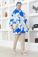 Tesettür giyim LACİVERT DESENLİ GÖMLEK TUNİK T 8716