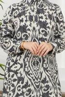 Tesettür giyim SİYAH PAMUKLU DESENLİ TUNİK T 8735