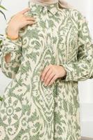 Tesettür giyim HAKİ PAMUKLU DESENLİ TUNİK T 8735