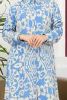 Tesettür giyim LACİVERT PAMUKLU DESENLİ TUNİK T 8735