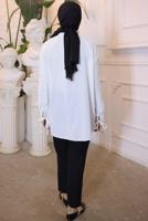 Tesettür giyim KREM BROŞ DETAYLI GÖMLEK TUNİK T 93616