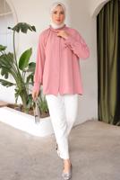 Tesettür giyim PUDRA BROŞ DETAYLI GÖMLEK TUNİK T 93616