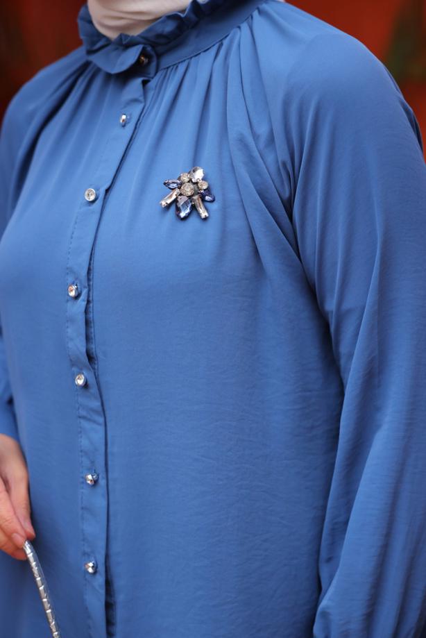 Vêtements hijab  SHIRT TUNIC WITH BROOCH T 93616 - TRENDTESETTÜR