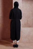 Hijab clothing BLACK BELTED COTTON TRENCH COAT T 1201