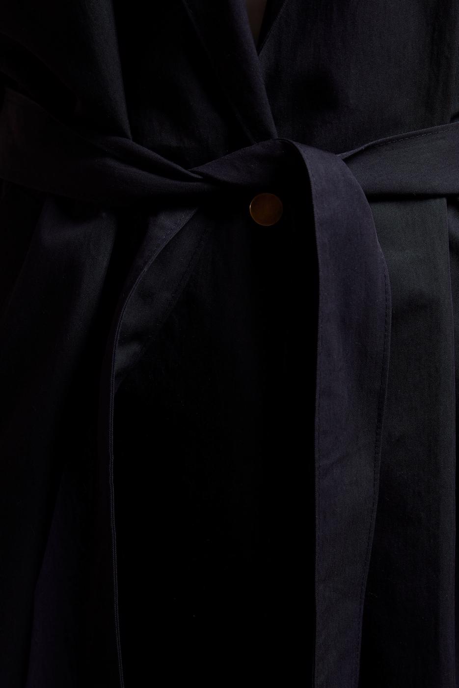 Hijab clothing BLACK BELTED COTTON TRENCH COAT T 1201