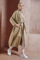 Vêtements hijab BRUN TRENCH-COAT EN COTON CEINTURÉ T 1201