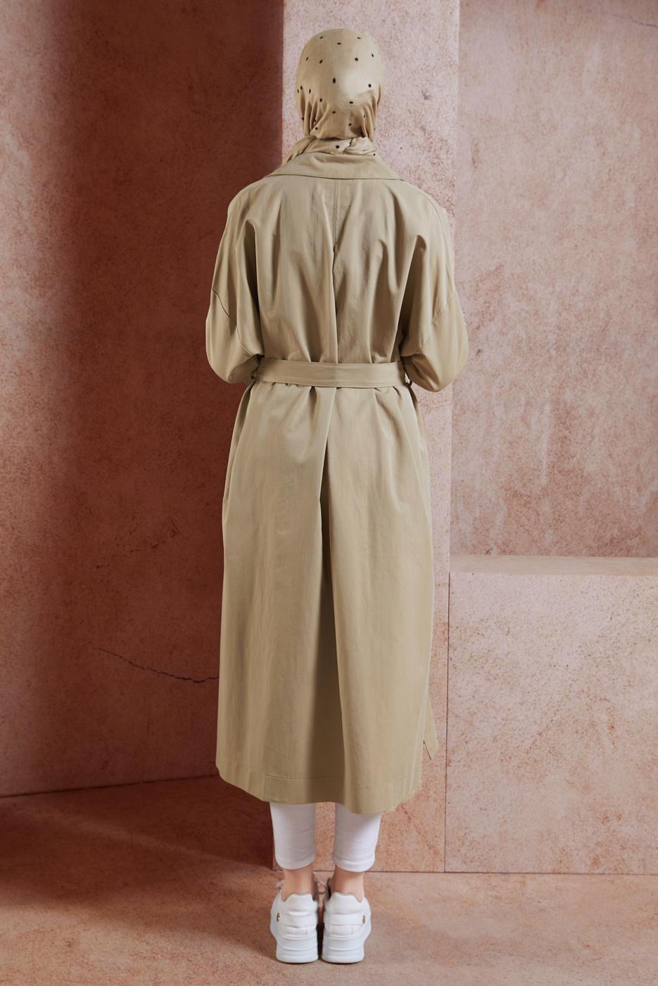 Vêtements hijab BRUN TRENCH-COAT EN COTON CEINTURÉ T 1201