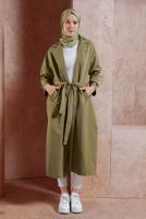Vêtements hijab KAKI TRENCH-COAT EN COTON CEINTURÉ T 1201
