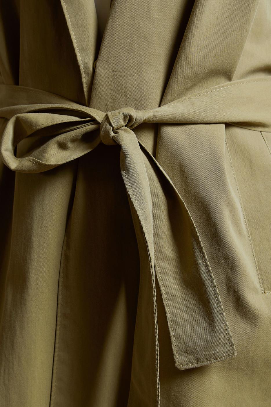 Vêtements hijab KAKI TRENCH-COAT EN COTON CEINTURÉ T 1201