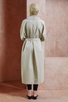 Hijab clothing BEIGE BELTED COTTON TRENCH COAT T 1201