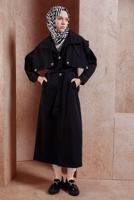 Vêtements hijab NOIR TRENCH COAT EN COTON CEINTURÉ T 3201