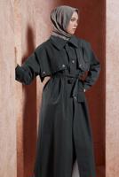 Vêtements hijab GRIS TRENCH COAT EN COTON CEINTURÉ T 3201
