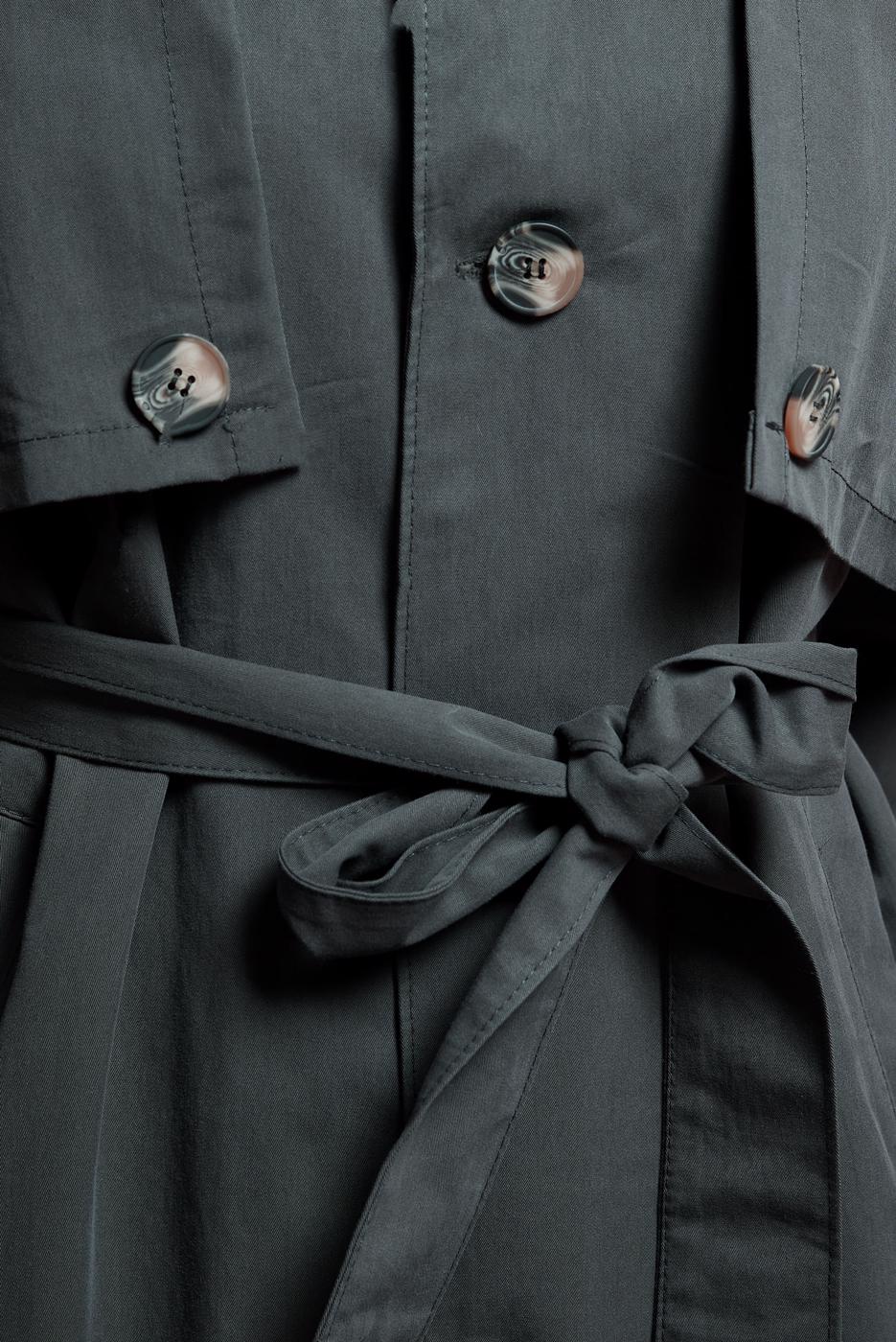 Vêtements hijab GRIS TRENCH COAT EN COTON CEINTURÉ T 3201