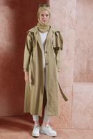 Vêtements hijab BRUN TRENCH COAT EN COTON CEINTURÉ T 3201