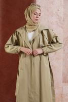 Vêtements hijab BRUN TRENCH COAT EN COTON CEINTURÉ T 3201