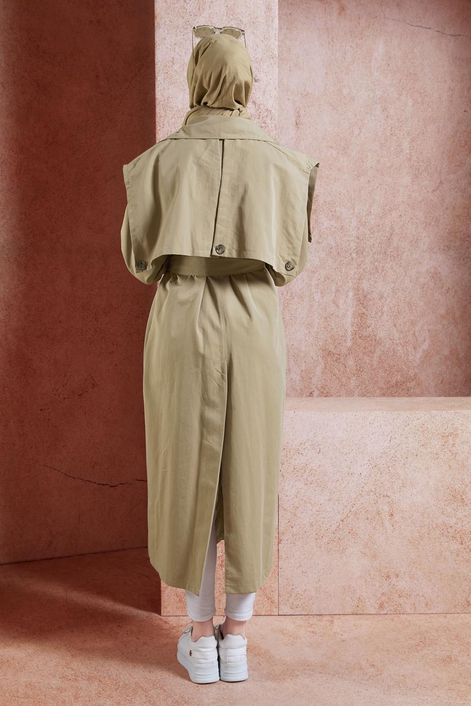 Vêtements hijab BRUN TRENCH COAT EN COTON CEINTURÉ T 3201