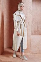 Hijab clothing BEIGE BELTED COTTON TRENCH COAT T 3201