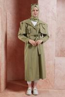 Vêtements hijab VERT TRENCH COAT EN COTON CEINTURÉ T 3201