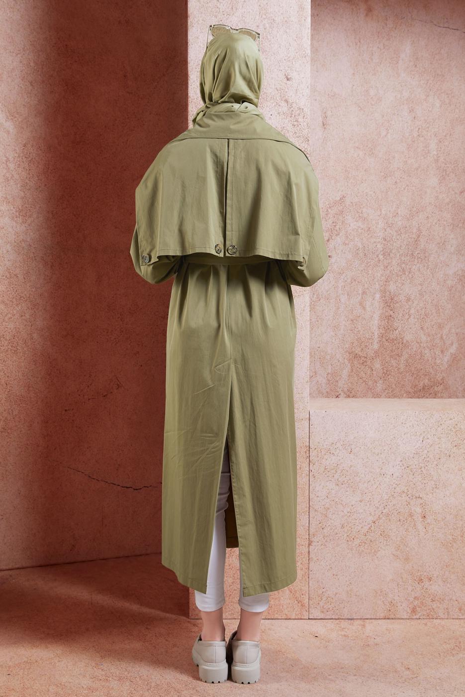 Vêtements hijab VERT TRENCH COAT EN COTON CEINTURÉ T 3201