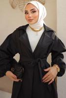 Vêtements hijab NOIR TRENCH CEINTURE CEINTURE T 33516