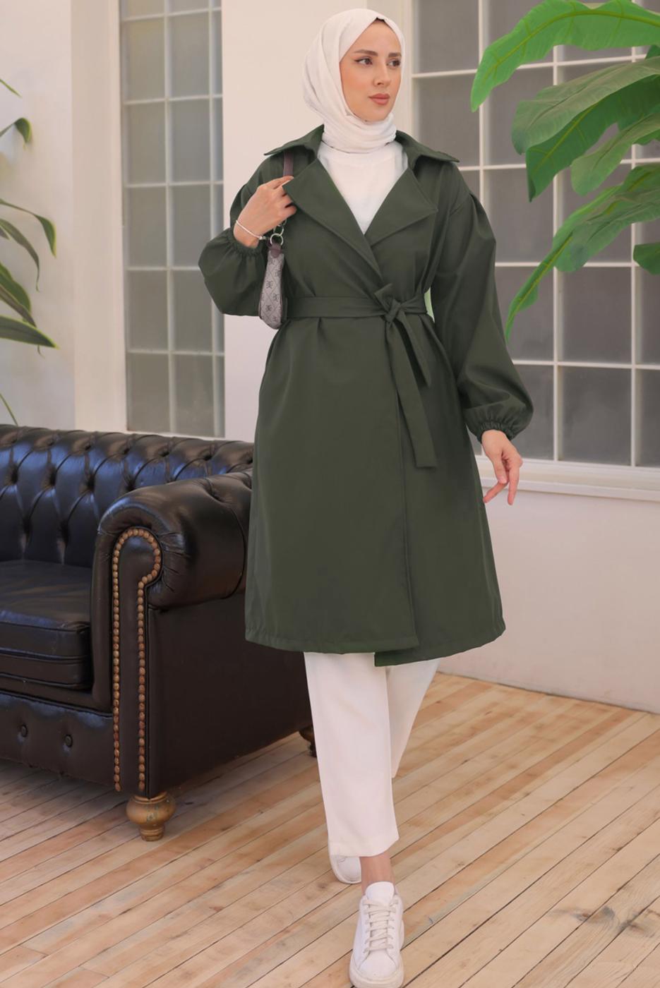 Vêtements hijab KAKI TRENCH CEINTURE CEINTURE T 33516